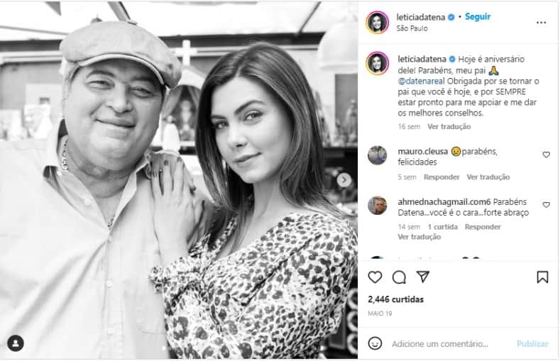 Letícia Datena ficou 9 anos sem falar com o pai (Foto: Reprodução/Instagram) Letícia Datena ficou 9 anos sem falar com o pai (Foto: Reprodução/Instagram)