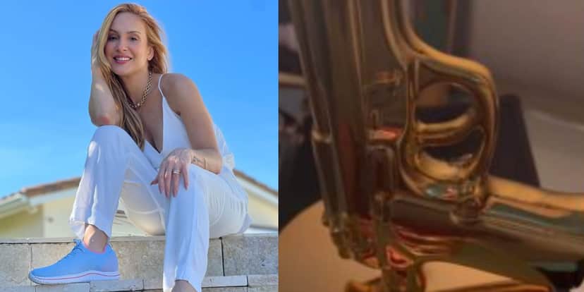 Claudia Leitte explica sobre ter uma arma em cima de sua bíblia (Reprodução: Montagem TV Foco) Claudia Leitte explica sobre ter uma arma em cima de sua bíblia (Reprodução: Montagem TV Foco)