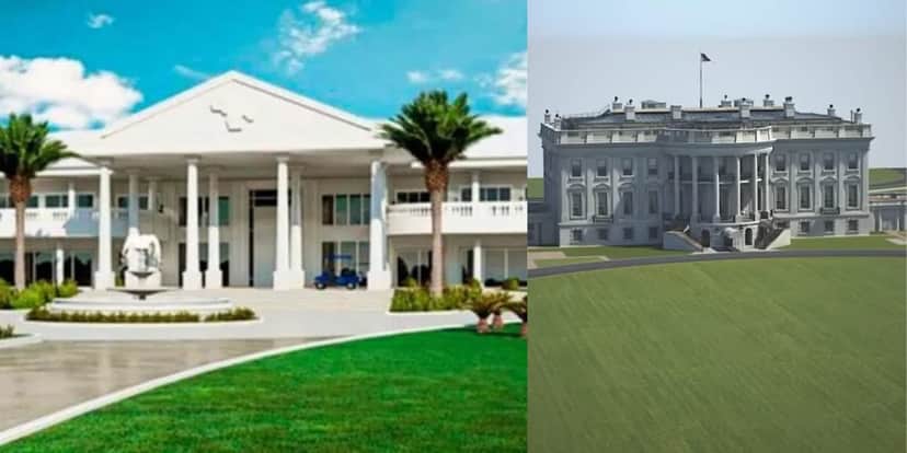 Mansão de Gusttavo Lima que se assemelha a casa branca (Reprodução: Montagem TV Foco) Mansão de Gusttavo Lima que se assemelha a casa branca (Reprodução: Montagem TV Foco)