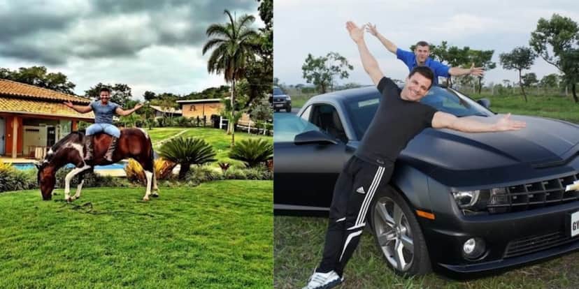 Uma das fazendas do cantor e seu carro luxuosos (Reprodução: Youtube) Uma das fazendas do cantor e seu carro luxuosos (Reprodução: Youtube)