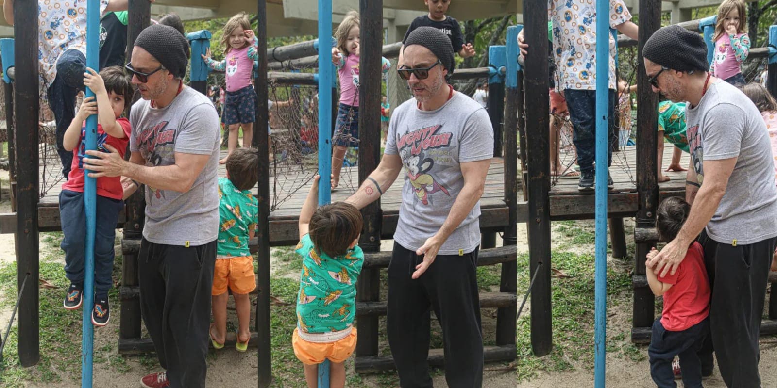 Alexandre Nero é flagrado com os filhos, Noá e Inã, em uma praça no Rio de Janeiro (Foto: Reprodução) Alexandre Nero é flagrado com os filhos, Noá e Inã, em uma praça no Rio de Janeiro (Foto: Reprodução)
