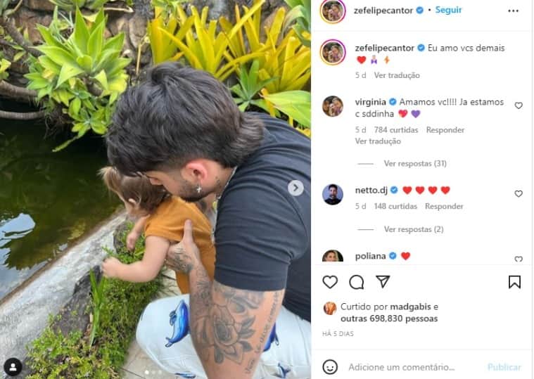 Zé Felipe publica fotos com Virgínia Fonseca e Maria Alice, a filha do casal, e derrete a web (Foto: Reprodução/Instagram) Zé Felipe publica fotos com Virgínia Fonseca e Maria Alice, a filha do casal, e derrete a web (Foto: Reprodução/Instagram)