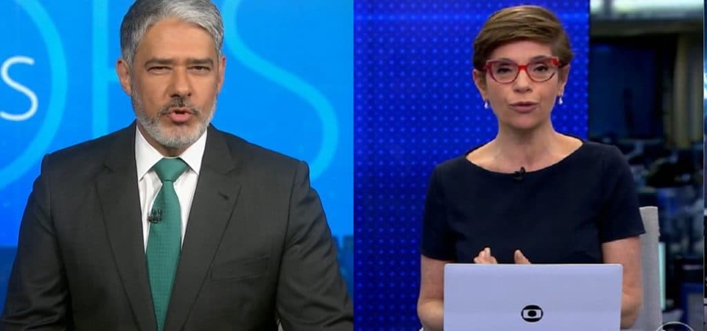 "Eu quero que você não fique nervoso", Renata Lo Prete tenta acalmar Bonner ao vivo