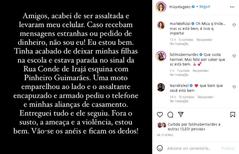 Apresentadora da Globo tomou um grande susto (Foto: Reprodução/ Instagram) Apresentadora da Globo tomou um grande susto (Foto: Reprodução/ Instagram)