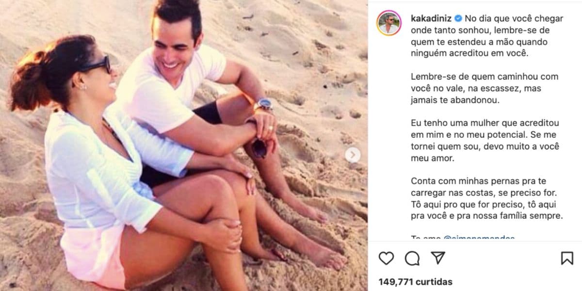 De acordo com Kaká Diniz, Simone tem que saber quem esteve do seu lado nos piores momentos (Reprodução) De acordo com Kaká Diniz, Simone tem que saber quem esteve do seu lado nos piores momentos (Reprodução)