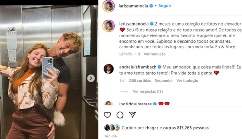 Larissa Manoela comemora 2 meses com André Luiz Frambach Larissa Manoela comemora 2 meses com André Luiz Frambach