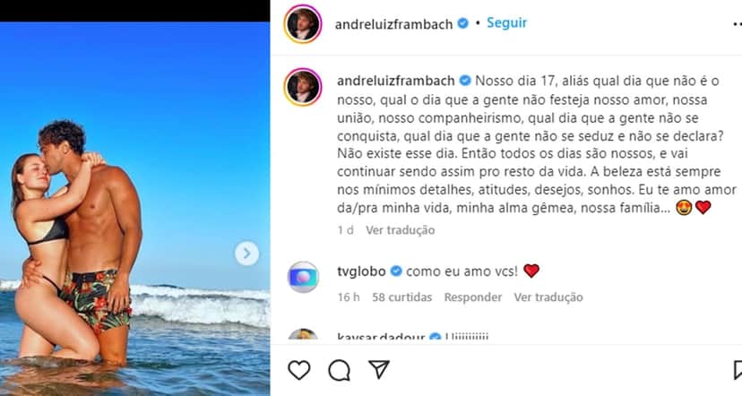 O namorado de Larissa Manoela, André Luiz Frambach, abre o coração à amada O namorado de Larissa Manoela, André Luiz Frambach, abre o coração à amada