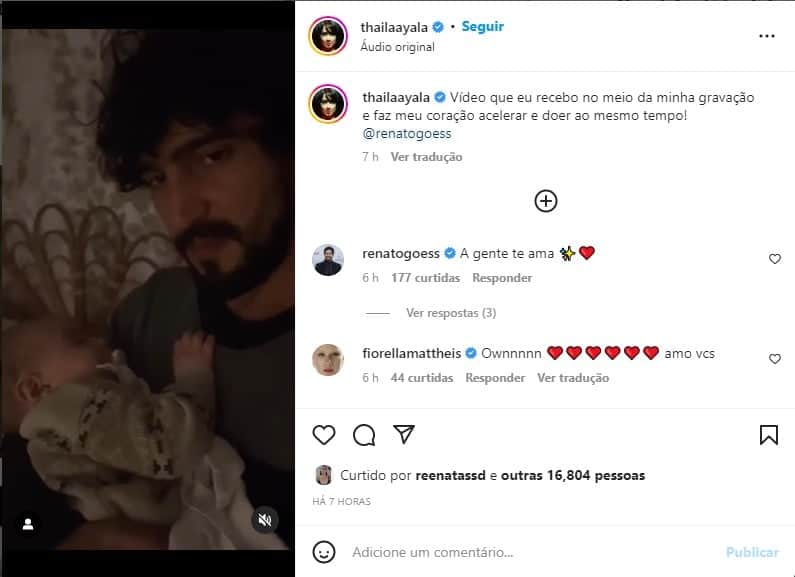 Thaila Ayala se derrete com vídeo de Renato Góes e o filho - Foto: Reprodução Thaila Ayala se derrete com vídeo de Renato Góes e o filho - Foto: Reprodução