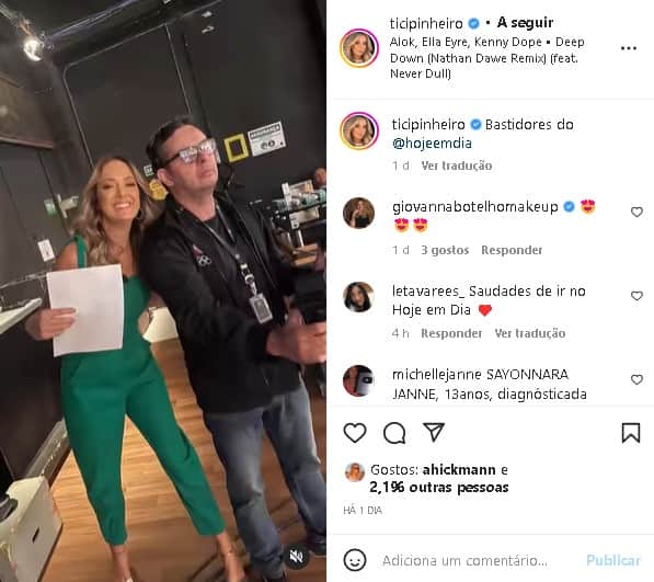 Ticiane Pinheiro mostrou os bastidores do Hoje em Dia, programa da Record (Foto: Reprodução/ Instagram) Ticiane Pinheiro mostrou os bastidores do Hoje em Dia, programa da Record (Foto: Reprodução/ Instagram)
