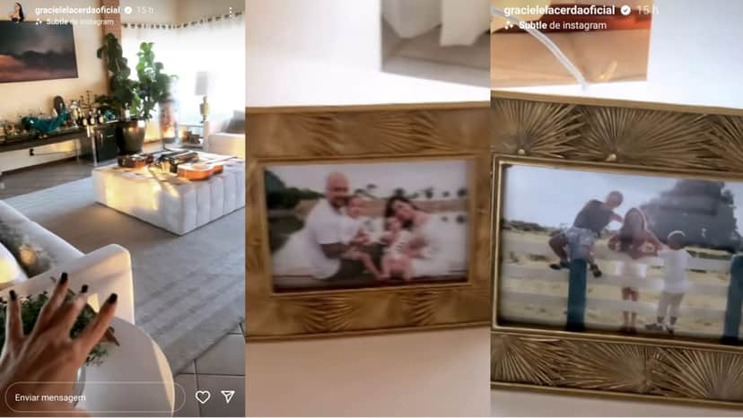 Porta retratos da família de Zezé Di Camargo, filhos, Wanessa e os netos do cantor em um ambiente acolhedor Porta retratos da família de Zezé Di Camargo, filhos, Wanessa e os netos do cantor em um ambiente acolhedor