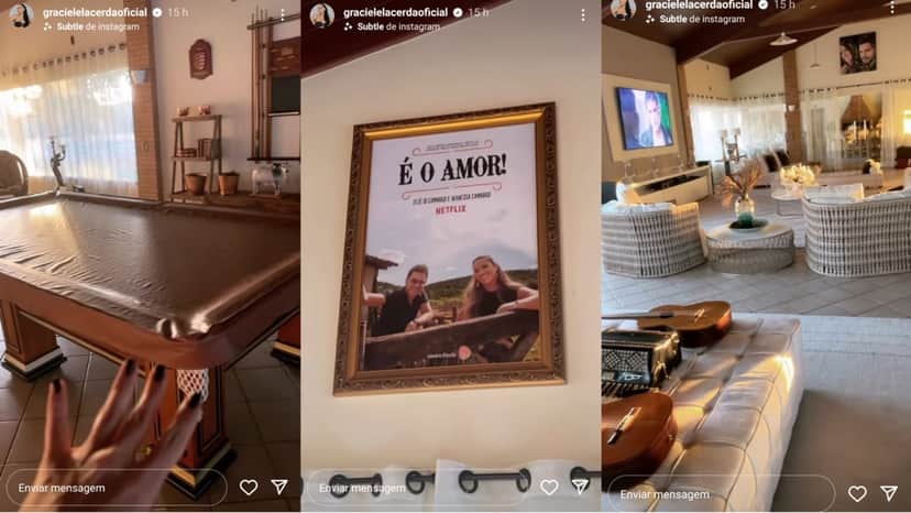 Os vários ambientes da mesma sala gigantesca da Fazenda de Zezé; Netflix mandou quadro do documentário "É o Amor" Os vários ambientes da mesma sala gigantesca da Fazenda de Zezé; Netflix mandou quadro do documentário "É o Amor"