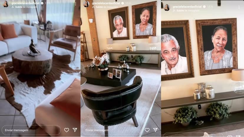 O canto dos 'sogros' de Graciele, com fotos de destaque para Seu Francisco e dona Helena, pais de Zezé O canto dos 'sogros' de Graciele, com fotos de destaque para Seu Francisco e dona Helena, pais de Zezé