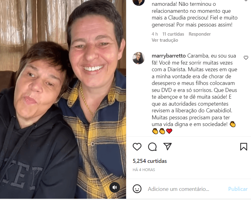 Vídeo aonde mostra a namorada de Cláudia Rodrigues explicando estado de saúde foi compartilhado nas redes sociais (Foto Reprodução/Instagram/Caras) Vídeo aonde mostra a namorada de Cláudia Rodrigues explicando estado de saúde foi compartilhado nas redes sociais (Foto Reprodução/Instagram/Caras)
