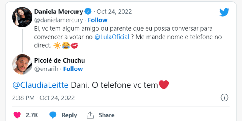 Daniela Mercury recebeu uma resposta um tanto inusitada, envolvendo Claudia Leitte, e isso gerou polêmica nas redes (Foto Reprodução/Twitter) Daniela Mercury recebeu uma resposta um tanto inusitada, envolvendo Claudia Leitte, e isso gerou polêmica nas redes (Foto Reprodução/Twitter)