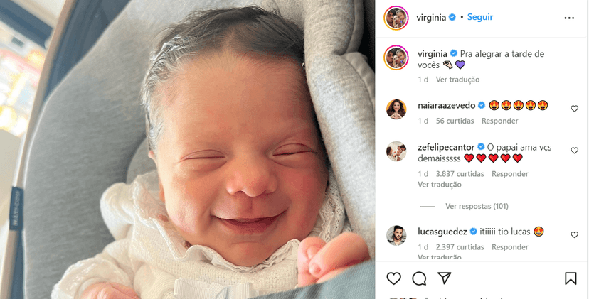Filha de Virginia Fonseca encanta sorrindo enquanto dorme (Foto Reprodução/Instagram) Filha de Virginia Fonseca encanta sorrindo enquanto dorme (Foto Reprodução/Instagram)