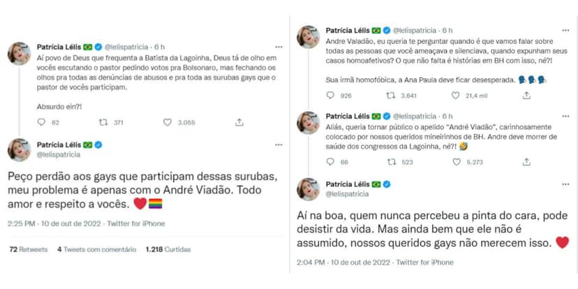 Declarações de Patrícia Lélis sobre André Valadão (Foto: Reprodução/Twitter) Declarações de Patrícia Lélis sobre André Valadão (Foto: Reprodução/Twitter)