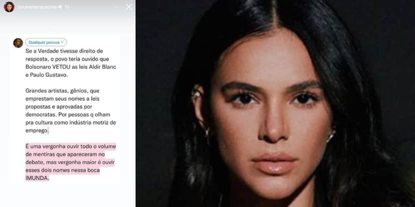 Neymar se posiciona a favor do atual presidente e Bruna Marquezine faz postagem em seguida Neymar se posiciona a favor do atual presidente e Bruna Marquezine faz postagem em seguida