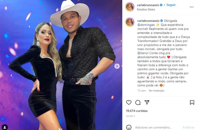Tierry e Carla Bruno na Dança dos Famosos (Foto: Reprodução/Instagram) Tierry e Carla Bruno na Dança dos Famosos (Foto: Reprodução/Instagram)