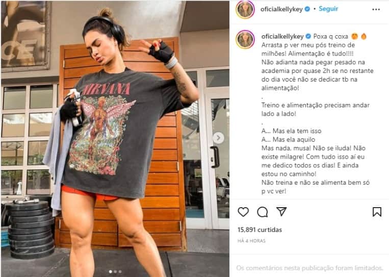 Kelly Key exibe pernas torneadas pós treino (Foto: Reprodução/Instagram) Kelly Key exibe pernas torneadas pós treino (Foto: Reprodução/Instagram)