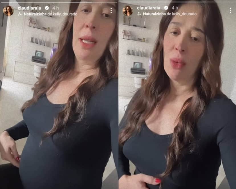 Claudia Raia fica espantada com tamanho de sua barriga (Foto: Reprodução/Instagram) Claudia Raia fica espantada com tamanho de sua barriga (Foto: Reprodução/Instagram)