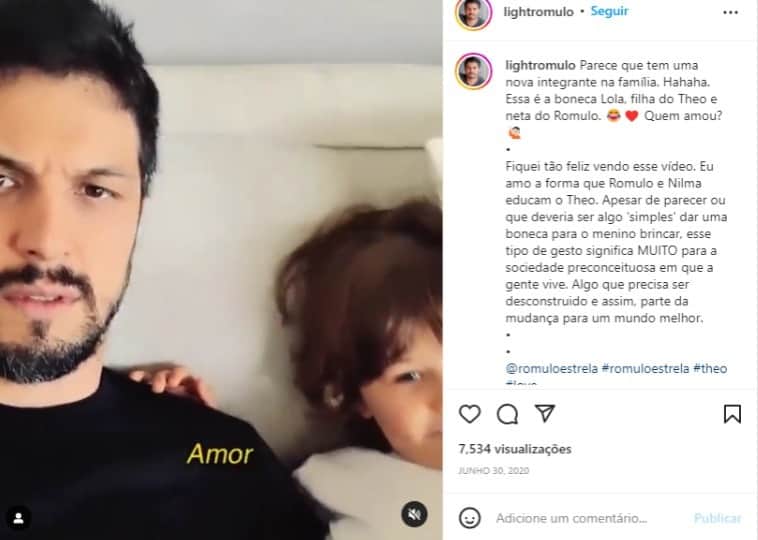 Rômulo Estrela fala sobre o filho brincar de boneca (Foto: Reprodução/Instagram) Rômulo Estrela fala sobre o filho brincar de boneca (Foto: Reprodução/Instagram)