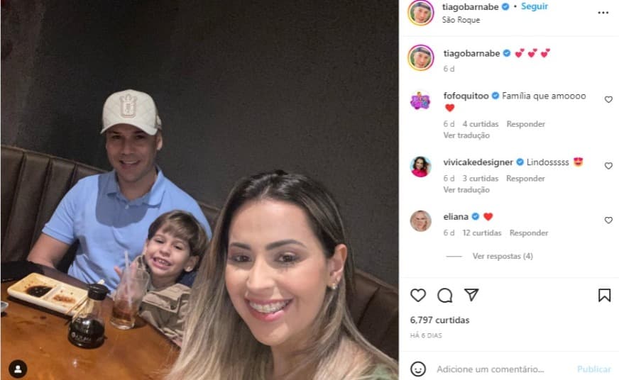 Tiago Barnabé e a família (Foto: Reprodução/Instagram) Tiago Barnabé e a família (Foto: Reprodução/Instagram)