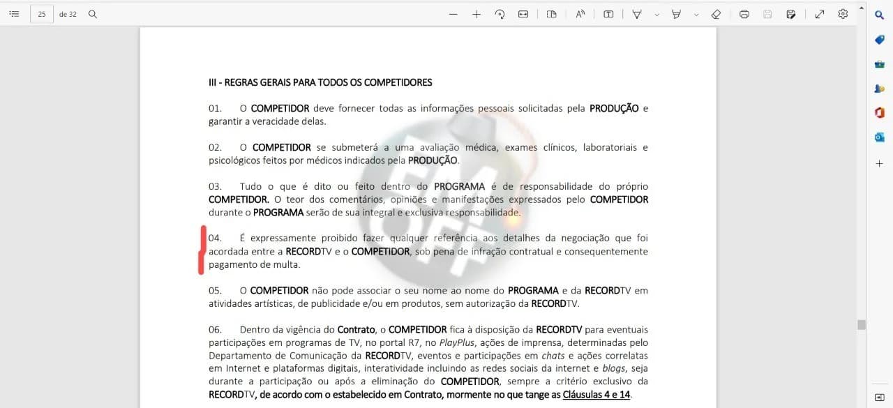 Contrato da Fazenda é exposto por Erlan Bastos (Reprodução) Contrato da Fazenda é exposto por Erlan Bastos (Reprodução)