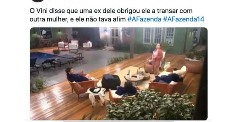 De acordo com Vini Buttel, sua ex-namorada o forçou a fazer menag* (Reprodução) De acordo com Vini Buttel, sua ex-namorada o forçou a fazer menag* (Reprodução)