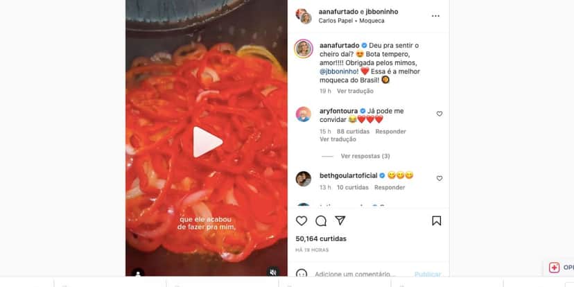 Ana Furtado expõe vídeo de Boninho cozinhando (Reprodução) Ana Furtado expõe vídeo de Boninho cozinhando (Reprodução)