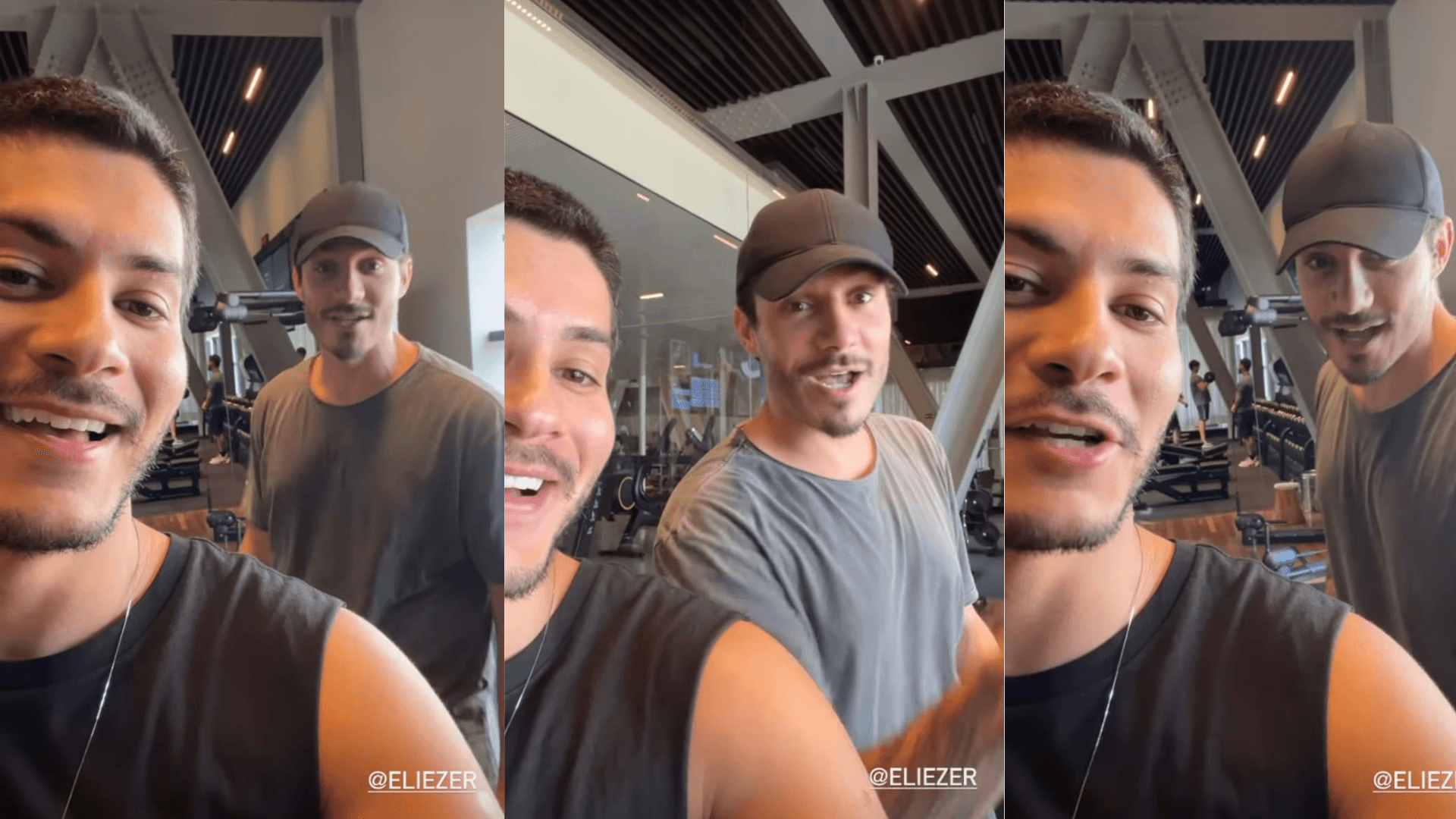 Arthur Aguiar com Eliezer em academia (Imagem: Montagem) Arthur Aguiar com Eliezer em academia (Imagem: Montagem)