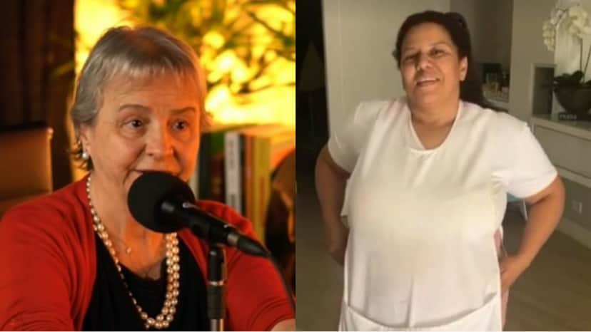 A assessora de Leonardo, Ede Cury à esquerda; e a empregada doméstica Abadia, da mansão de Leonardo A assessora de Leonardo, Ede Cury à esquerda; e a empregada doméstica Abadia, da mansão de Leonardo