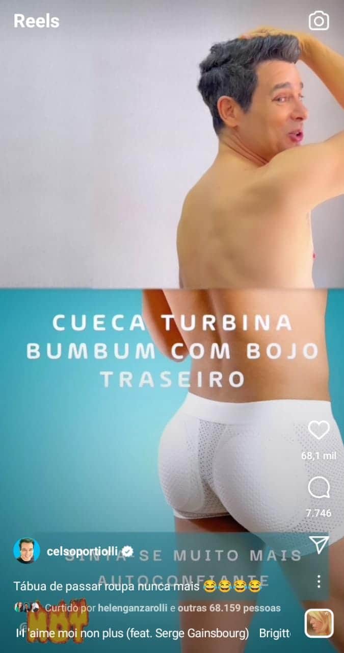 Celso Portiolli exibe bumbum turbinado - Foto: Reprodução Celso Portiolli exibe bumbum turbinado - Foto: Reprodução