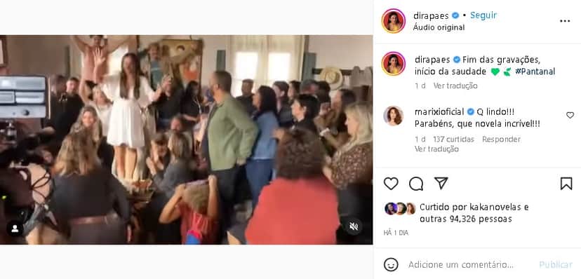 Dira Paes fez discurso nos bastidores de Pantanal e falou de Marcos Palmeira (Foto: Reprodução/ Instagram) Dira Paes fez discurso nos bastidores de Pantanal e falou de Marcos Palmeira (Foto: Reprodução/ Instagram)