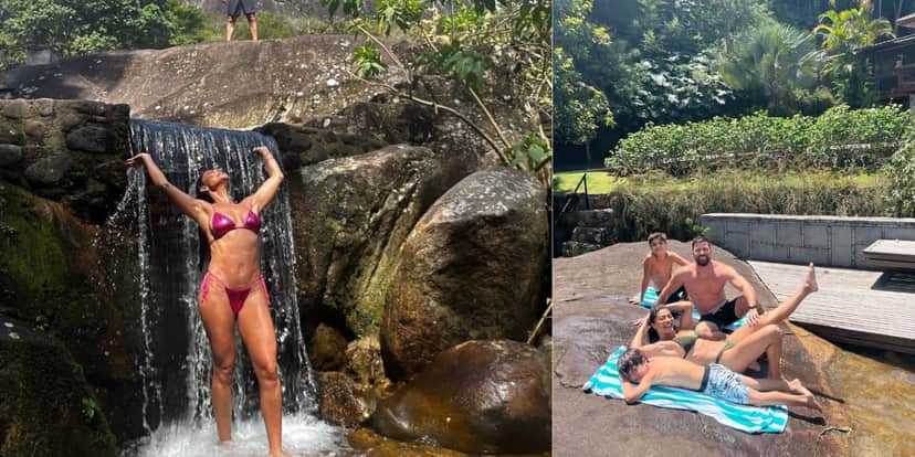 Juliana Paes celebra o aniversário de seu marido com uma visita na cachoeira (Reprodução: Instagram) Juliana Paes celebra o aniversário de seu marido com uma visita na cachoeira (Reprodução: Instagram)