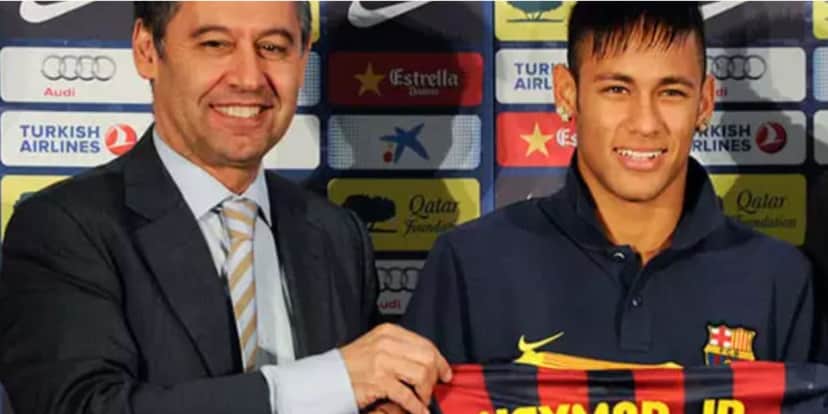 Neymar e Josep Bartomeu acusados de crime de corrupção (Reprodução: ESPN) Neymar e Josep Bartomeu acusados de crime de corrupção (Reprodução: ESPN)