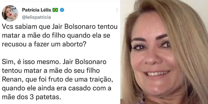 Patrícia Lélis faz grave acusação sobre Jair Bolsonaro (Reprodução: Twitter) Patrícia Lélis faz grave acusação sobre Jair Bolsonaro (Reprodução: Twitter)