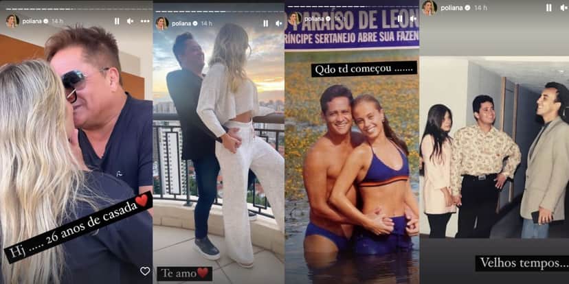 Poliana Rocha e Leonardo celebram 26 anos de casados (Reprodução) Poliana Rocha e Leonardo celebram 26 anos de casados (Reprodução)