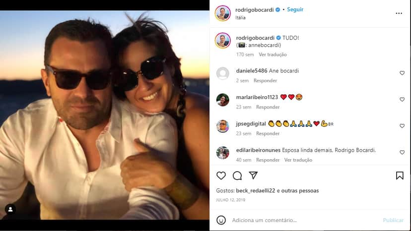 Rodrigo Bocardi ao lado da esposa - Foto: Reprodução Rodrigo Bocardi ao lado da esposa - Foto: Reprodução