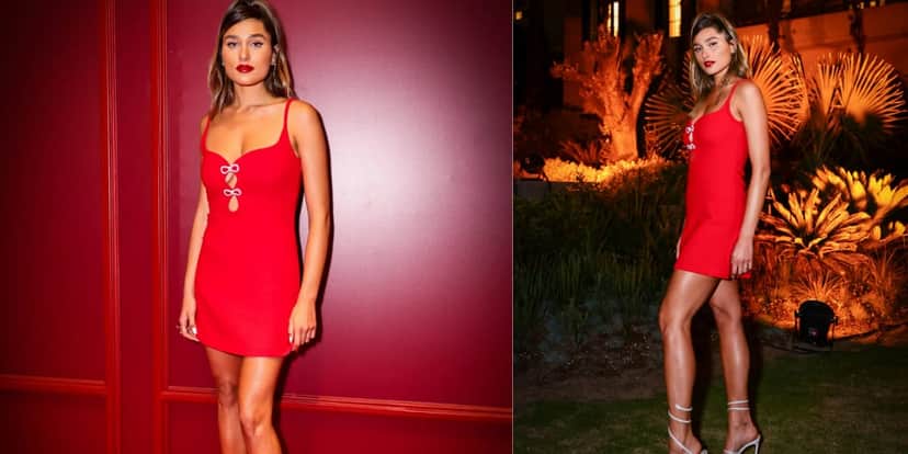 Com vestido vermelho, a modelo aumentou a temperatura em suas redes sociais (Reprodução: Instagram) Com vestido vermelho, a modelo aumentou a temperatura em suas redes sociais (Reprodução: Instagram)