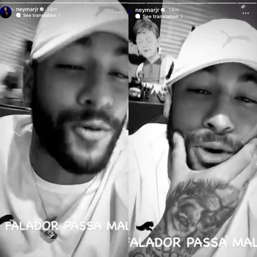 Neymar postou vídeo com os dizeres "Falador passa mal' para rebater boatos (Foto Reprodução/Instagram) Neymar postou vídeo com os dizeres "Falador passa mal' para rebater boatos (Foto Reprodução/Instagram)