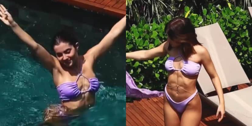 Jade curtindo a piscina em sua residência (Foto Reprodução/Montagem/Instagram) Jade curtindo a piscina em sua residência (Foto Reprodução/Montagem/Instagram)