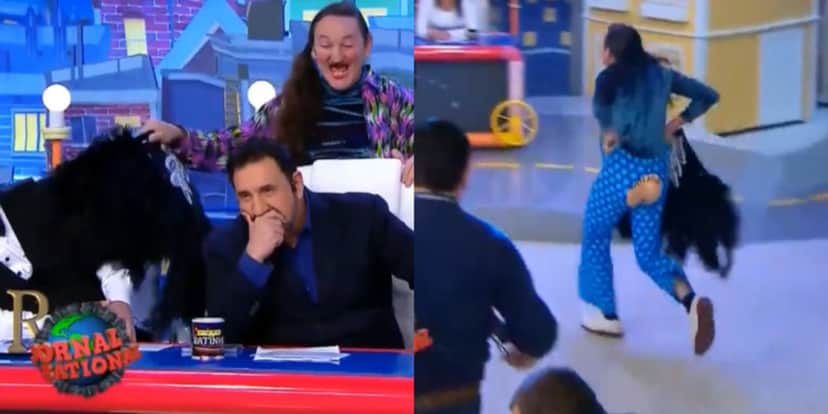 Marquito irrita o apresentador com a situação criada por ele (Foto Reprodução/Montagem/Tv Foco) Marquito irrita o apresentador com a situação criada por ele (Foto Reprodução/Montagem/Tv Foco)