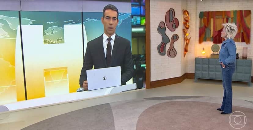 César Tralli e Ana Maria Braga em um link no Mais Você- Foto: Reprodução/Globo César Tralli e Ana Maria Braga em um link no Mais Você- Foto: Reprodução/Globo