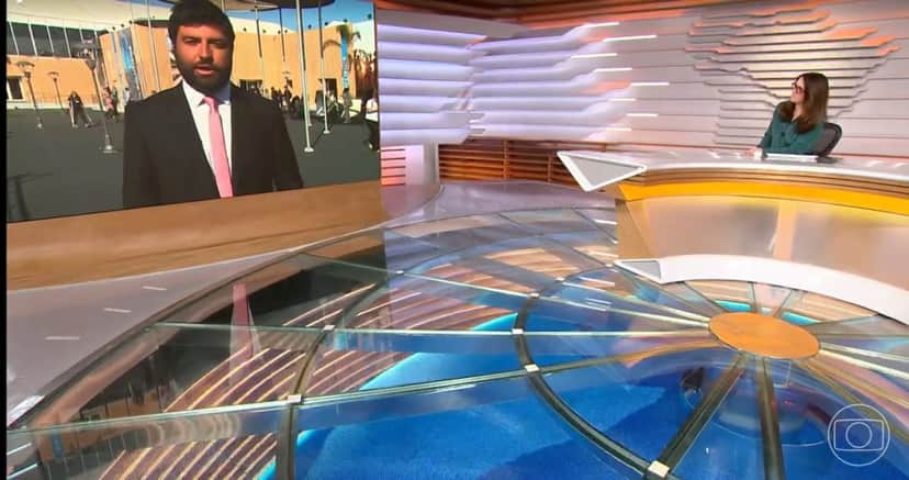 Rodrigo Carvalho e Ana Luíza Guimarães durante um link no Bom Dia Brasil- Foto: Reprodução Rodrigo Carvalho e Ana Luíza Guimarães durante um link no Bom Dia Brasil- Foto: Reprodução