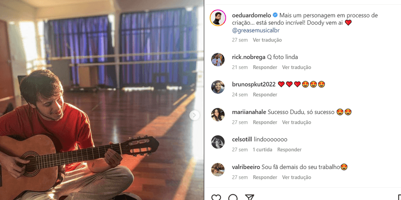 Eduardo Melo compartilhou nas redes sociais sobre o mais recente projeto teatral (Foto Reprodução/Internet) Eduardo Melo compartilhou nas redes sociais sobre o mais recente projeto teatral (Foto Reprodução/Internet)