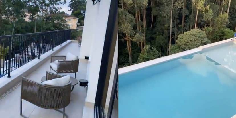 Mansão de Simone tem vista para a piscina Mansão de Simone tem vista para a piscina
