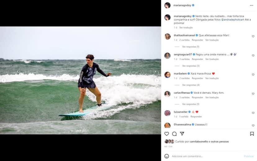 Mariana Godoy surpreendeu ao surgir dando um show no surf em suas redes sociais Mariana Godoy surpreendeu ao surgir dando um show no surf em suas redes sociais
