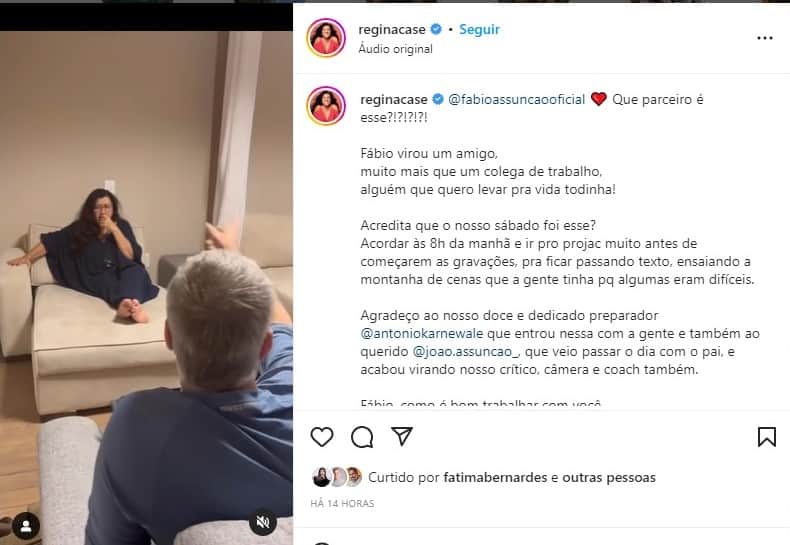 Regina Casé divulga vídeo com Fábio Assunção nos bastidores e faz textão Regina Casé divulga vídeo com Fábio Assunção nos bastidores e faz textão