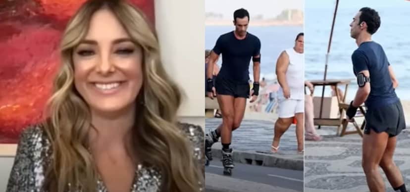 Ticiane Pinheiro falou sobre os acidentes que César Tralli sofreu andando de patins Ticiane Pinheiro falou sobre os acidentes que César Tralli sofreu andando de patins