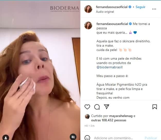 Fernanda Souza surge de cara lavada e causa alvoroço (Foto: Reprodução/Instagram) Fernanda Souza surge de cara lavada e causa alvoroço (Foto: Reprodução/Instagram)